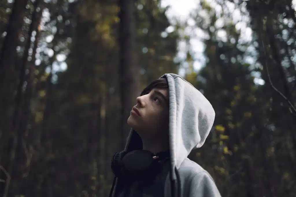 Teenager in the woods